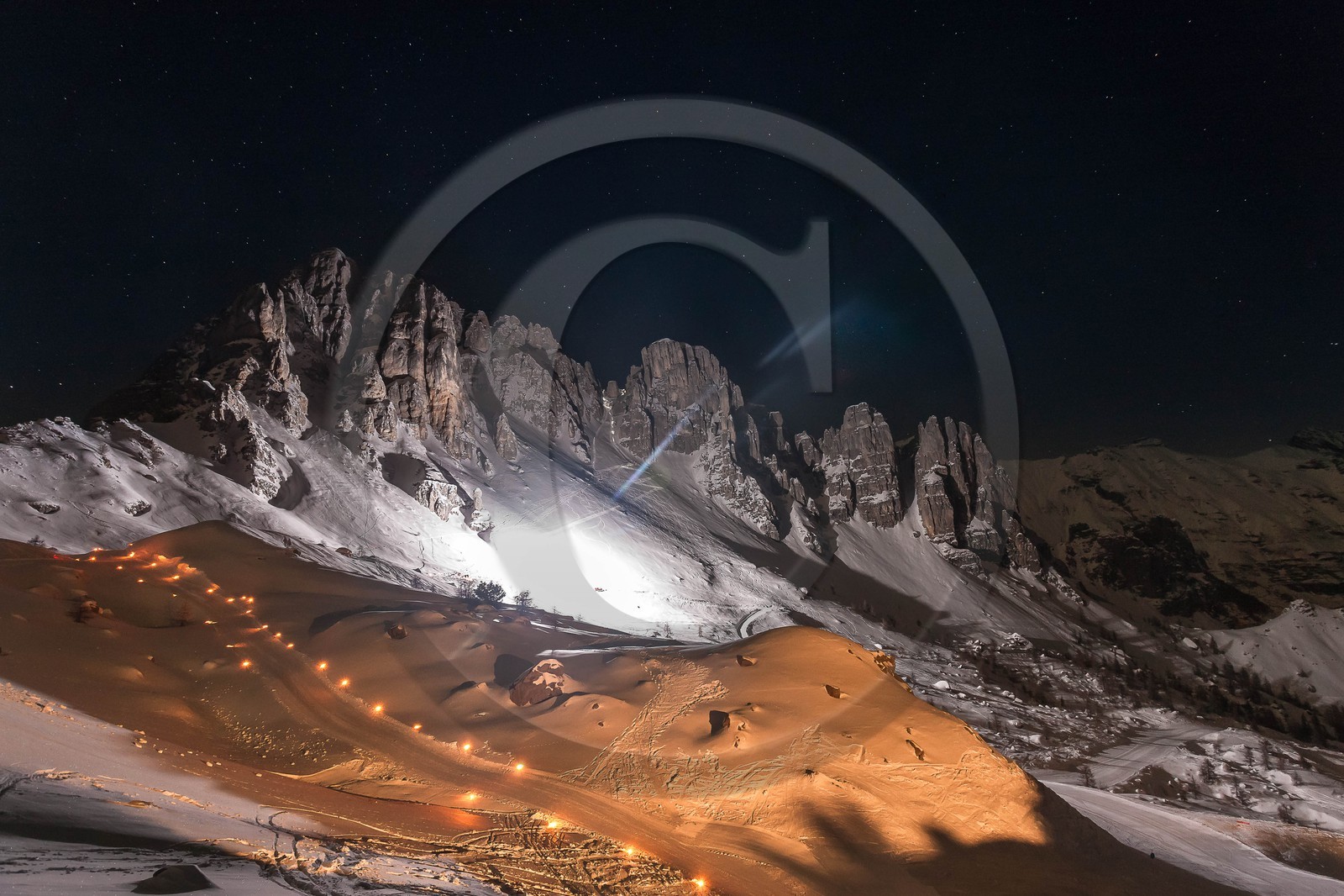 Station de ski de Réallon, course de ski alpinisme nocturne Laetitia Roux